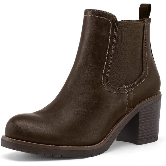 Mysoft Ankle Boote Women Block Polyurethane Chunky Stacked Heel Booties - Picture 2 of 6